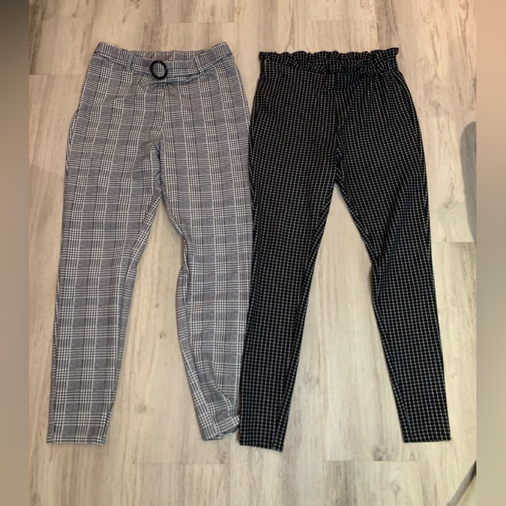 SHEIN Dress Pants lot of 2 (plaid and checkered) work black and gray preppy